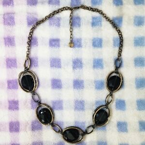 Talbots Black and Gold Oval Necklace